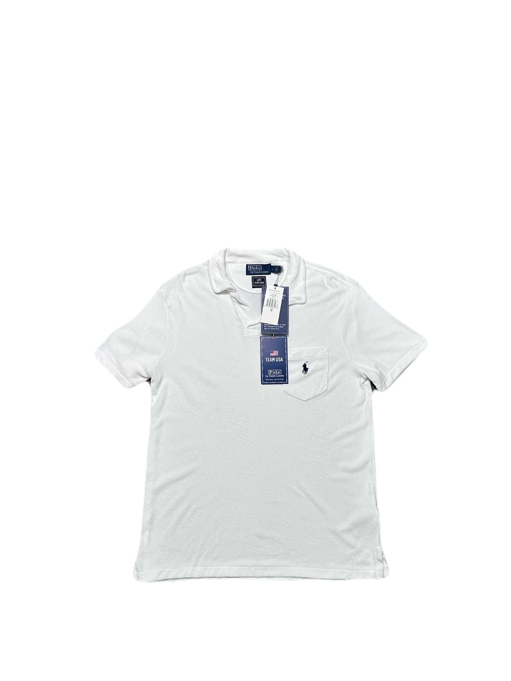 Polo Ralph Lauren USA Paralympic Team USA Polo Shirt White Terrycloth Medium NEW
